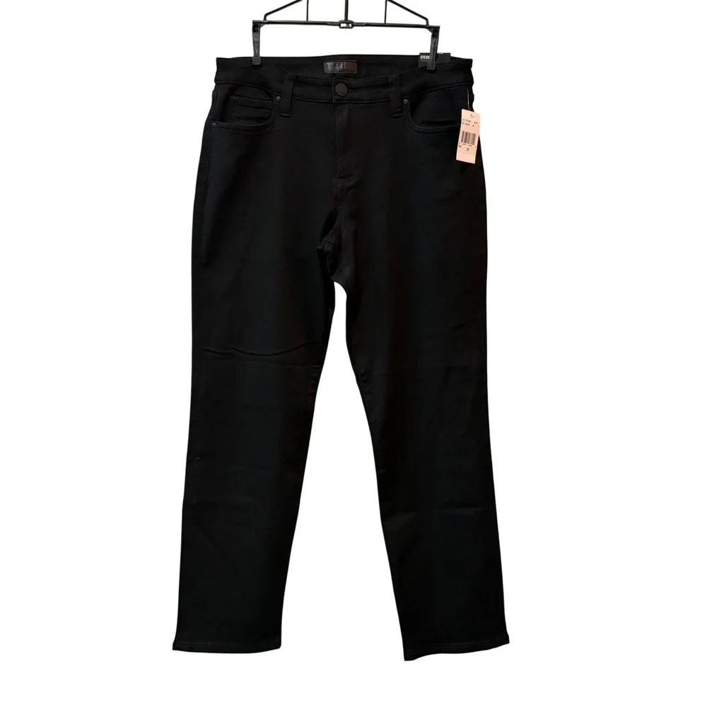 Kut‎ from the Kloth Stevie Pants Womens 12 Black Straight Leg Stretch Denim